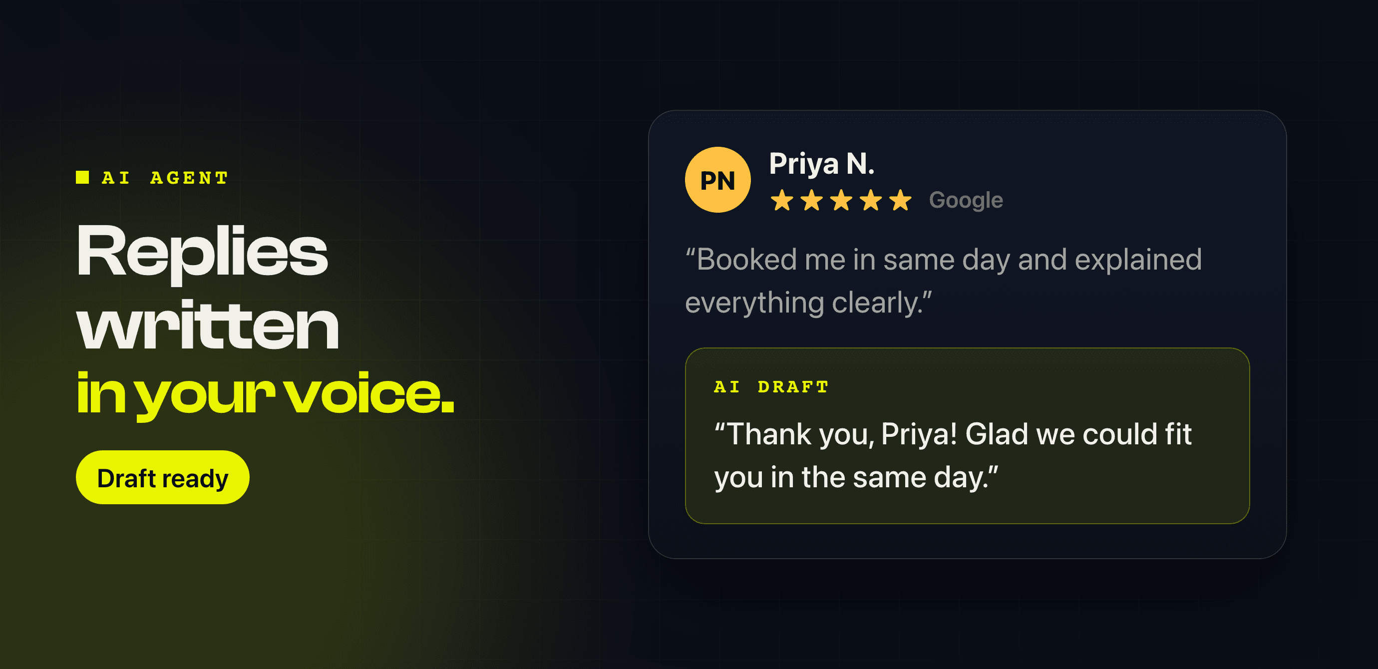 Every review arrives with a reply already written