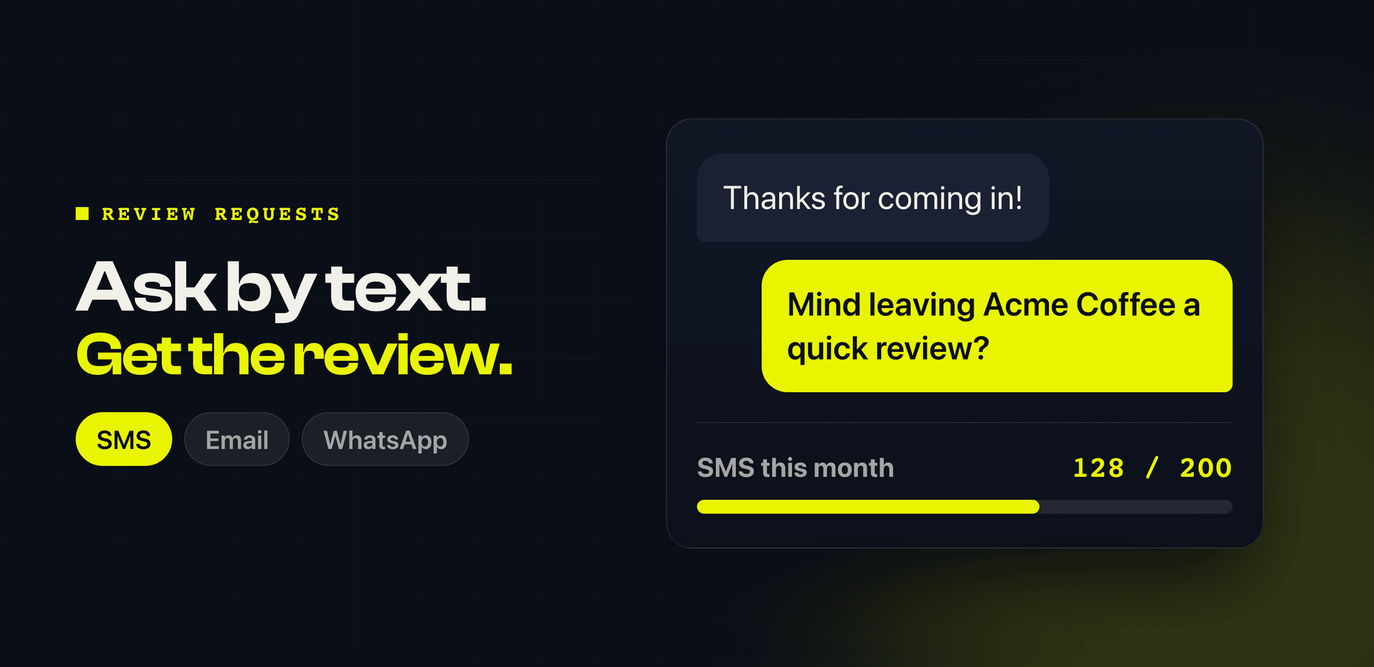 Ask for reviews by text message