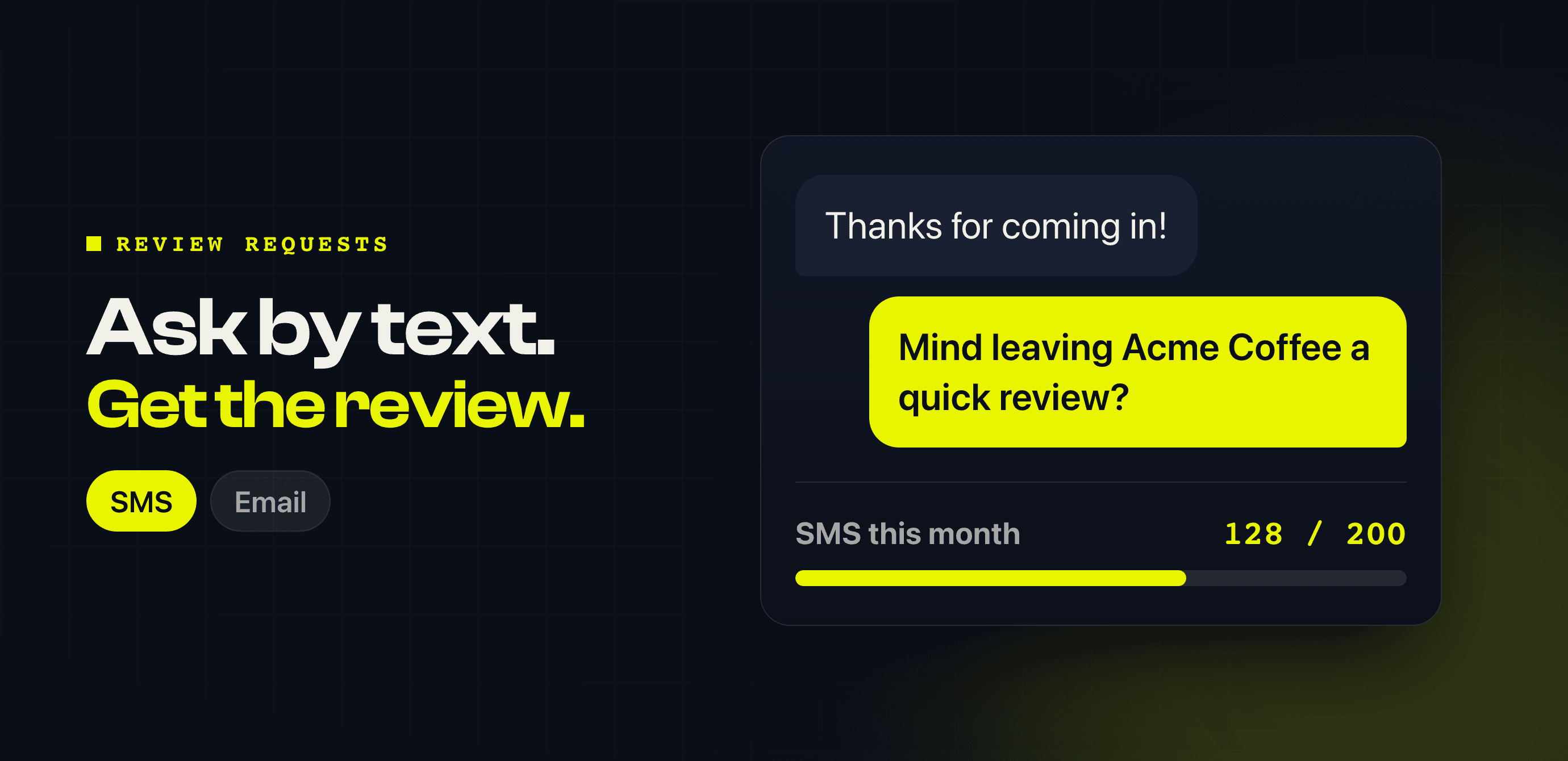 Ask for reviews by text message